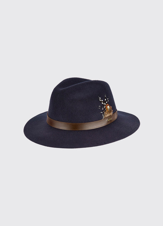 feather trimmed felt fedora